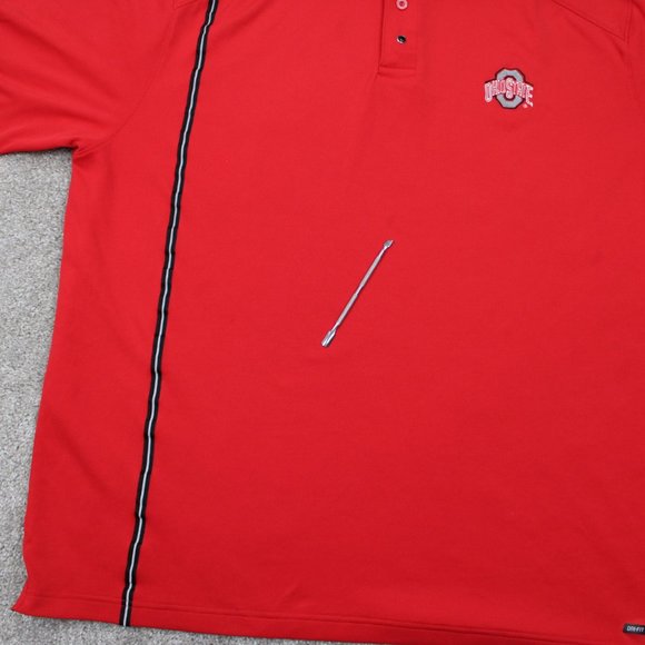 Nike Ohio State Buckeyes Polo Shirt Mens 2XL XXL Red Dri-Fit Pearl Snap S/S - Picture 4 of 16